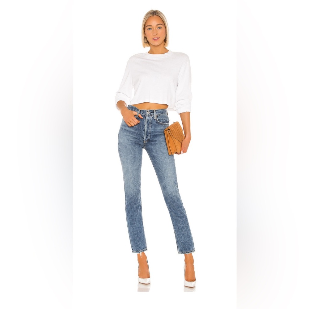 AGOLDE Riley High Rise Straight Crop in Frequency Size 28